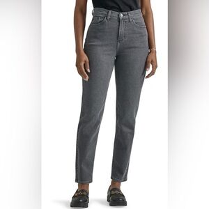 Lee Women's Legendary Mom Jean High Rise Straight Leg Washed Black 18 Long